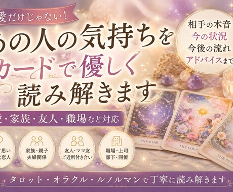 あの人の気持ちをカードで優しく読み解きます 恋愛・家族・友人・職場対応になります イメージ1