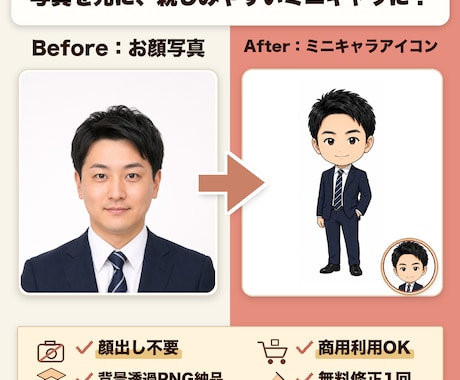 ブログ各SNS用の貴方らしい似顔絵アイコン作ります 発信を始めるあなたを世界に一つの親近感あるミニキャラで後押し イメージ2