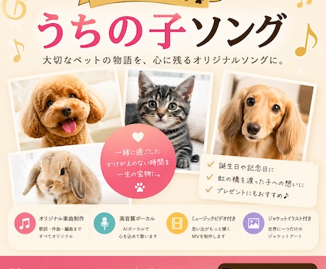 世界に一つだけのペットソング作ります イメージ1