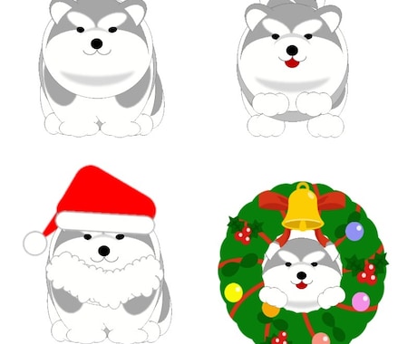 ペット、ぬいさんのイラストを作成いたします ペット、ぬいさんのクリスマス、年末年始仕様のイラストアイコン イメージ1