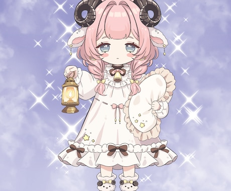 ゆめかわSDキャラ販売します ひつじモチーフのゆめかわ女の子です。 イメージ1