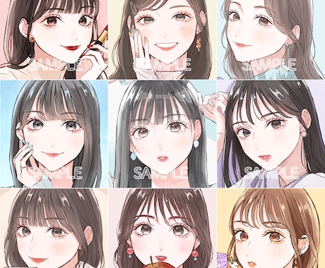 キラキラで透明感のある人物イラストを描きます SNSアイコンにおすすめ！似顔絵も大歓迎です◎ イメージ1