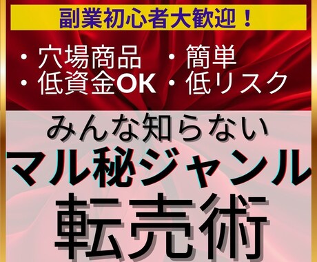 低リスク、低資金OKのマル秘ジャンルの転売教えます 初心者に最適な超穴場〇〇転売術 イメージ1