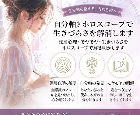 自分軸》ホロスコープで生きづらさを解消します 深層心理・モヤモヤ・生きづらさをホロスコープで解き明かします イメージ1