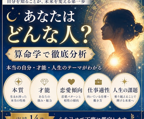 1番おすすめ　算命学であなたを徹底に分析鑑定します 性格、環境、エネルギー量、光と闇、適正などとにかく深く分析 イメージ1