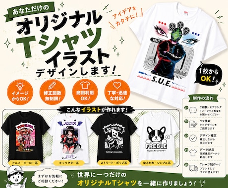 オリジナルTシャツイラストデザインします イメージ1