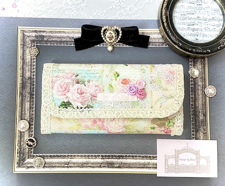 フランス輸入生地で長財布を制作します 特別なプレゼントに。トワルドジュイ、ロリータ、ロココお好みで イメージ2