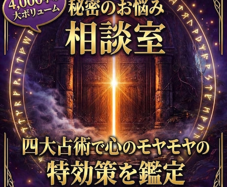 秘密のお悩み相談室｜四大占術で特効策を鑑定します 4,000字の鑑定書を貴方専用の「お守り」としてお渡しします イメージ1