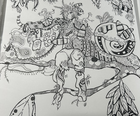 好きなものを詰め込んだ手描きイラストを描きます 少し不思議な世界観の手書きイラストを描きます。 イメージ2