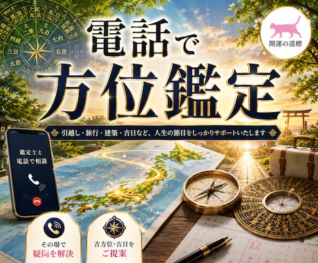 方位鑑定に関わるお悩みをサポートいたします ◆お引越し・建築・動土などの悩みを短時間で解決したい方へ◆ イメージ1
