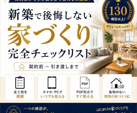 新築で後悔しない家づくりチェックリストを提供します 契約前から引き渡しまで使える実践版PDF イメージ1
