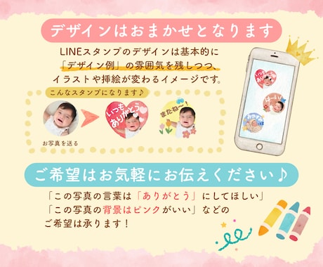 お写真で世界で一つだけのLINEスタンプ作ります お子様やペットのお写真を送るだけ！プレゼントにも◎ イメージ2