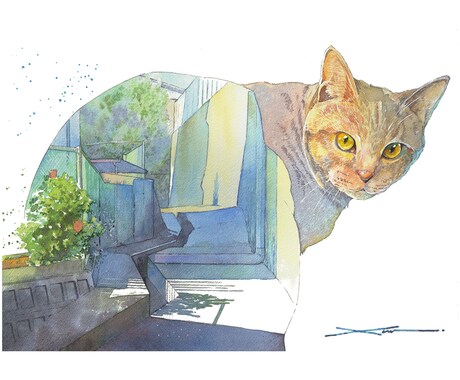 ペット(動物)の似顔絵・一枚絵描きます 植物や風景を織り交ぜた一点物です！ イメージ2