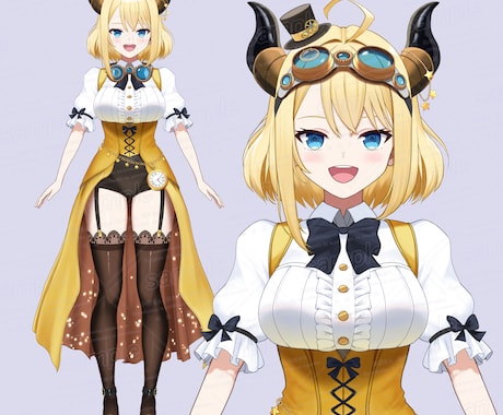 女性キャラのオリジナル立ち絵を制作いたします Live2Dパーツ分け・三面図制作も対応できます！ イメージ2