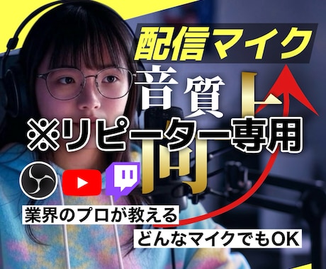リピーター限定価格!配信のマイク音質を向上させます お金をかけなくてもあなたの「声」、もっと良くなります。 イメージ1
