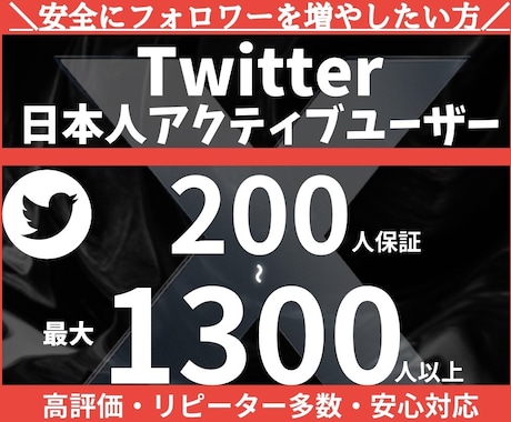 Twitter日本人フォロワー200人増やします X•Twitter 日本人フォロワー200人以上増やします イメージ1