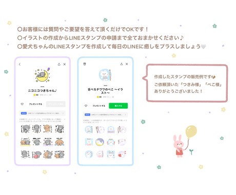 愛犬ちゃんのイラストLINEスタンプを作成します ペットをキャラクター化したLINEスタンプを作成しましょう☆ イメージ2