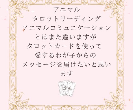 アニマルタロットカードリーディングをします カードを使って愛するわが子からのメッセージをお伝えします イメージ2