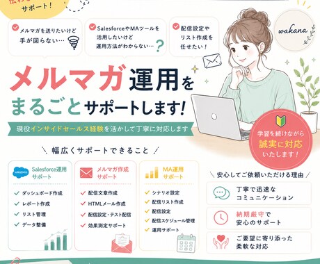 Salesforce活用のメルマガ運用を代行します インサイドセールス経験を活かしてメルマガ作成をサポートします イメージ1