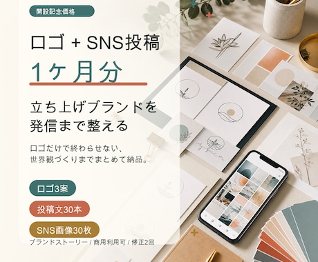 ロゴとSNS投稿1ヶ月分をまとめて作ります イメージ1