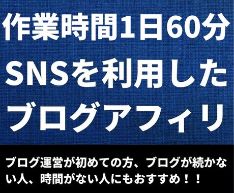 1日1時間のSNS×ブログ！半自動化副業教えます 1日約1時間の作業で行うブログアフィリノウハウをお伝えします イメージ1
