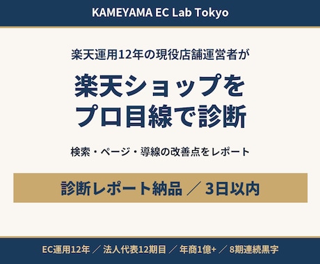 楽天ショップの改善点を現役店長が診断します 現役の楽天店舗運営者が検索・ページ・導線をチェック イメージ1