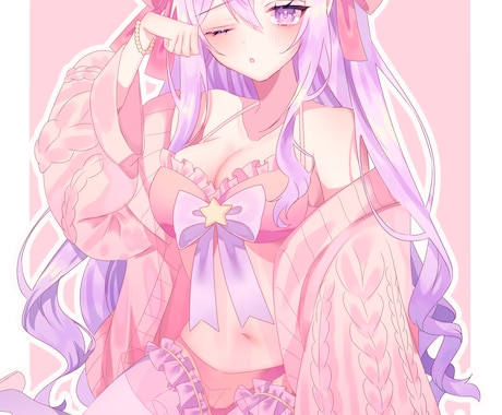 キラキラかわいいイラストお描きします 1枚絵イラストから立ち絵まで可愛いイラストをお描きします♡ イメージ1