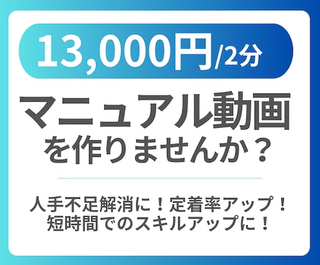 従業員向けのマニュアル動画作ります 人手不足解消に！短時間でのスキルアップに！定着率アップ！ イメージ1