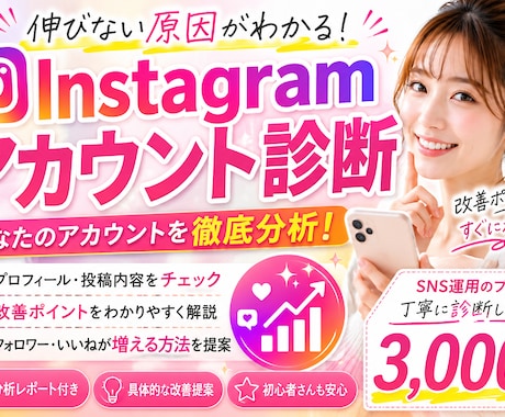 Instagram徹底診断！伸びない原因分析します フォロワー・リール・プロフィールを一緒に改善提案サポート！ イメージ1