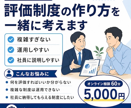 少人数会社向けに評価制度の作り方を一緒に考えます 複雑すぎて運用できない制度ではなく使いやすい評価の仕組み整理 イメージ1
