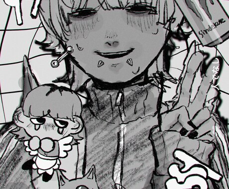 地雷系、サブカル系アイコン描きます 地雷系やサブカル系、v系の女の子、男の子のアイコン作ります イメージ1