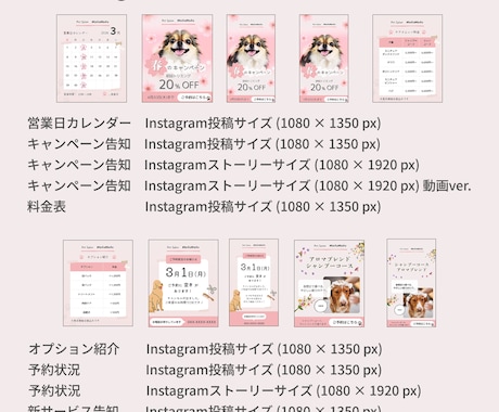 Canvaテンプレ｜すぐに投稿できる状態を作ります ペットサロン向けInstagramテンプレ(10種セット) イメージ2