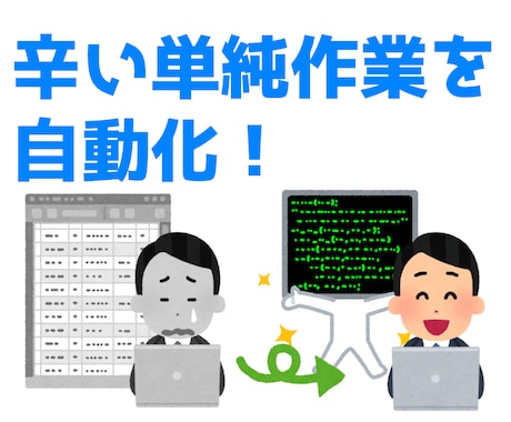 単純な"繰り返し作業"を自動化します Python を利用して自動化ツールを作成します！ イメージ1