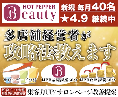 ホットペッパー（HPB）攻略法/基礎講座を行います 多店舗経営者が活きたアドバイス/疑問が即解決の充実の60分 イメージ1