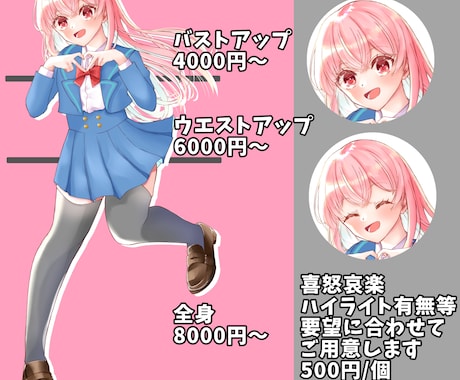 胸上～全身まで立ち絵作成します さまざまな用途で使用できる立ち絵を作成します イメージ2