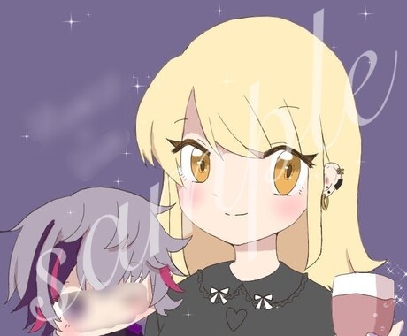 SNS用アイコン描きます ぬいぐるみの推しと女の子のイラスト イメージ2