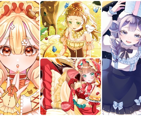 フリフリ可愛いイラストを制作いたします キラキラでカラフルなキャラクターイラストをお描きいたします！ イメージ2