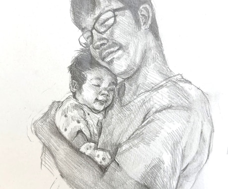 水彩画・鉛筆画｜温もり伝わる家族の似顔絵を描きます イメージ1