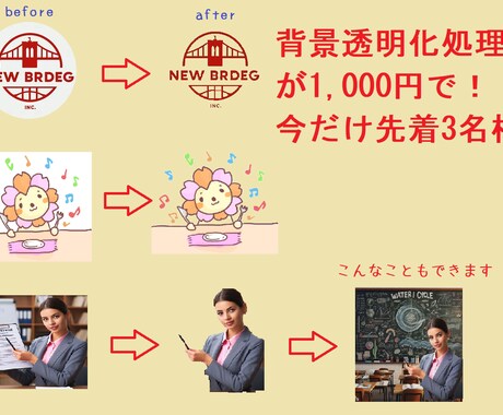 画像の背景透明化します 実績獲得の為、先着三名様迄1,000円で イメージ1