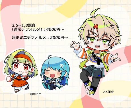 ポップでかわいい！ミニキャライラストを制作します 頭身いろいろ！お選びいただけます！ イメージ2