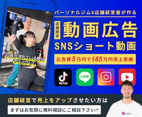 修正無制限！ショート・広告動画を制作いたします META・インスタグラムの広告運用までお任せ下さい イメージ1