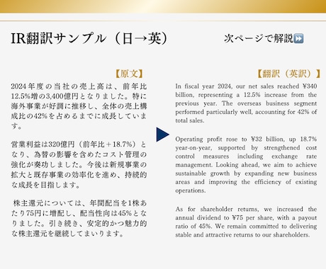 投資家向けIR資料を英訳します ＼実績づくり中の特別価格／成果に直結するIR翻訳 イメージ2