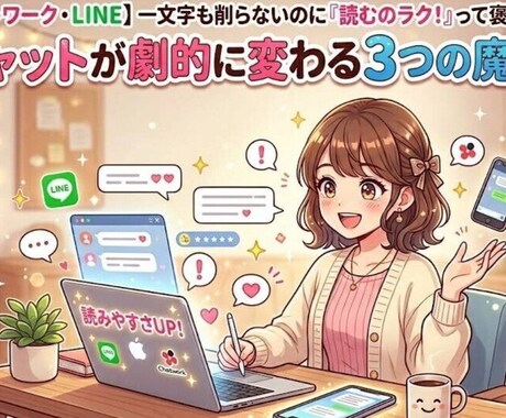 チャットが劇的に変わる3つの魔法教えます 【LINE】一文字も削らないのに読むのラク！って褒められる♡ イメージ1