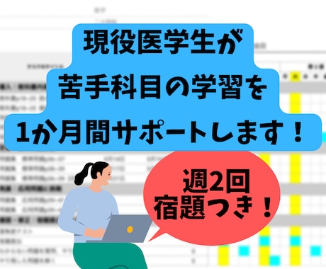 現役医学生が苦手科目の学習を1か月サポートします あなた専用の計画・宿題で、苦手科目に取り組むきっかけ作りに！ イメージ1