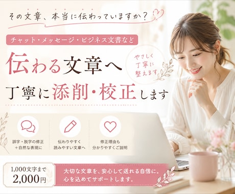 ビジネスメール・応募文を自然で読みやすく添削します 文章が伝わらないを解決伝わる文章へ、やさしく丁寧に整えます イメージ1