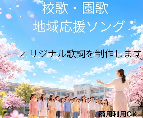 校歌・園歌・地域応援ソングを制作します 企業・学校・地域の想いを歌詞でカタチにします イメージ1
