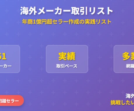 海外メーカー取引リスト提供いたします 海外仕入れに挑戦したい方向け！年商1億円超セラー作成のリスト イメージ1