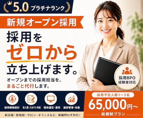 新規オープンの採用、ゼロから立ち上げます 新店舗・新拠点オープンに向けた採用戦略〜実務まるごと採用代行 イメージ1