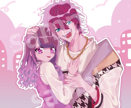 夢絵などキャラ2名のイラストを制作します 夢主2人・オリジナル・ペアアイコンなども可！ イメージ1