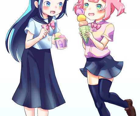 女の子キャラクターの可愛い立ち絵イラスト制作します デフォルメ強めで温かみのある色使いが特徴です イメージ2